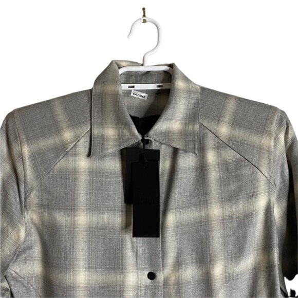 Rta Women's Gray Flannel Button Down Shirt - Picture 4 of 9